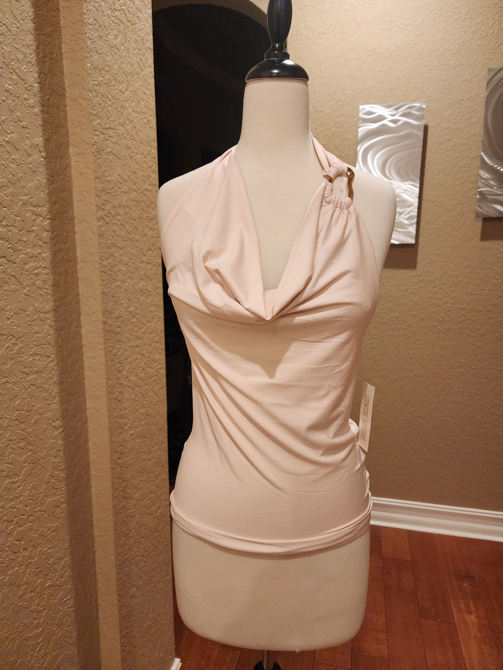 Derek Heart Blush Pink Halter Cowl Neck Top